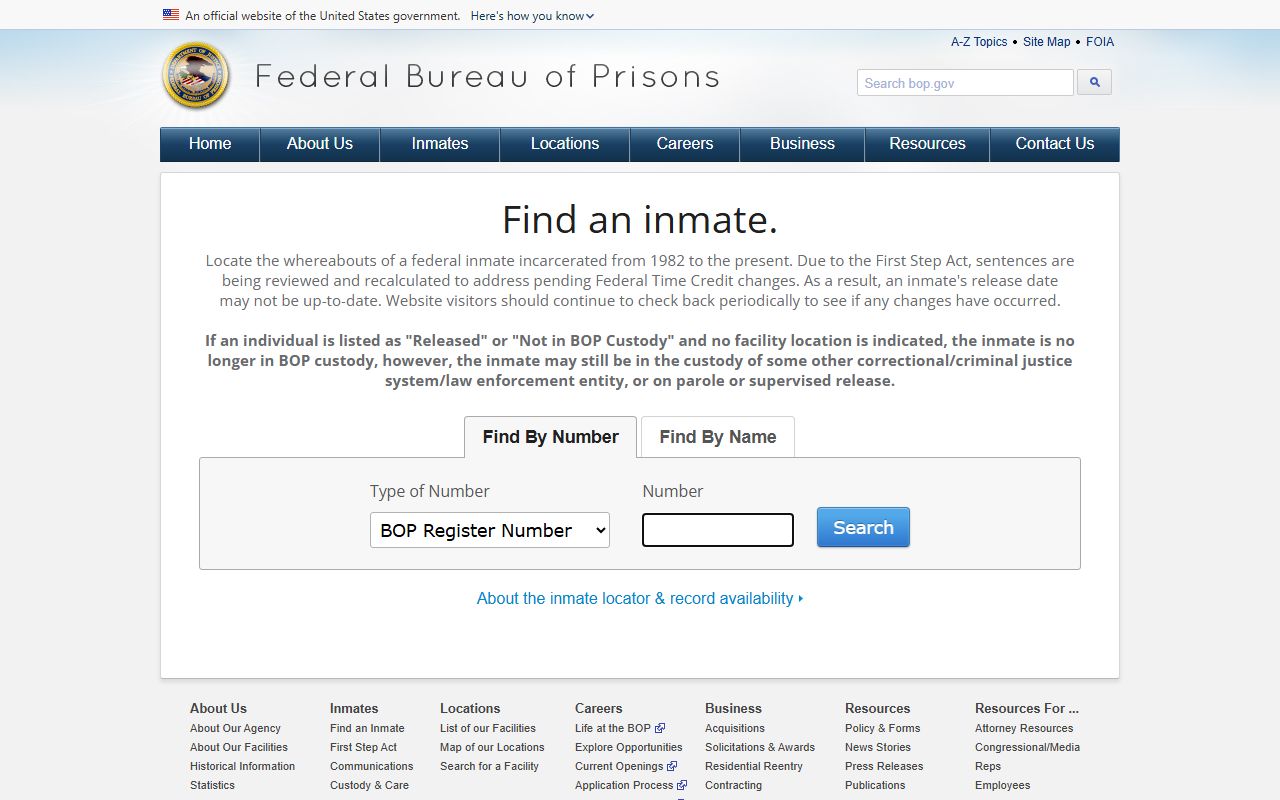 Upshur County federal inmate search BOP locator screen