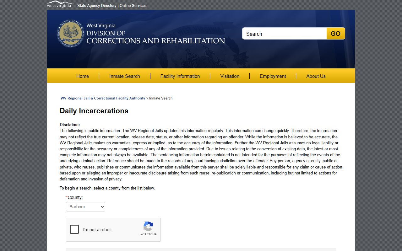 Upshur County jail mugshots daily incarcerations admissions page